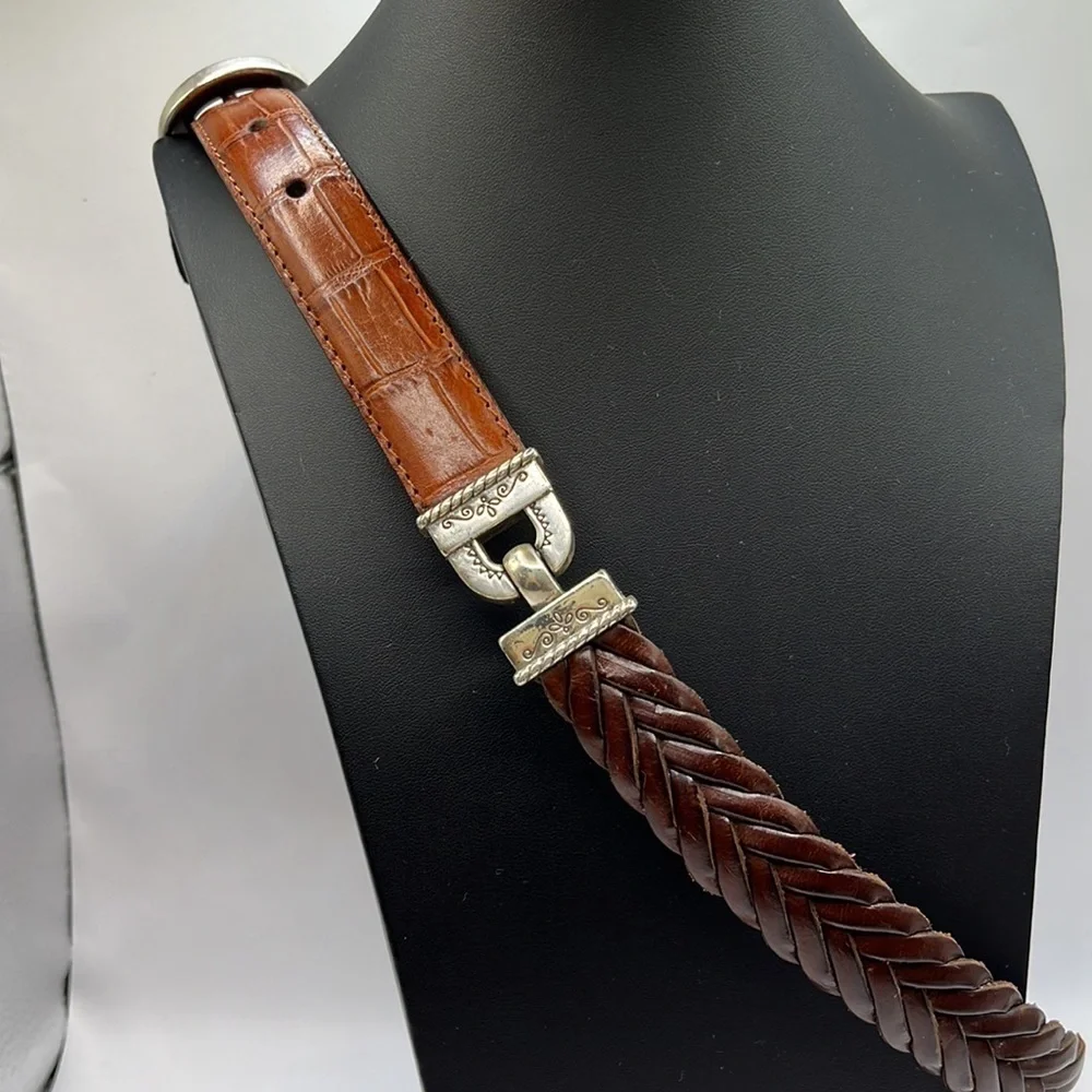 Vintage Brighton Two Tone Brown Leather and Leather Braid Size M 30